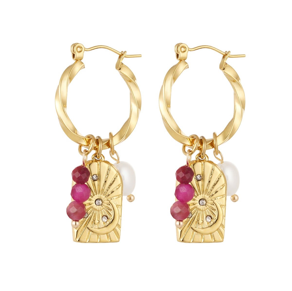 Pink Romy Earrings | Gold